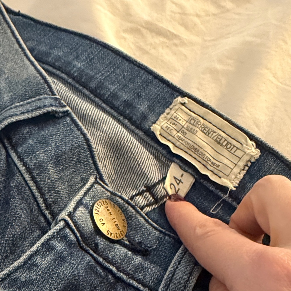 worn once! Current Elliot Blue Patchwork Jeans - image 3